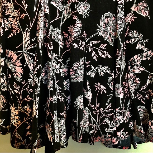 TALBOTS BLACK & PINK FLORAL A-LINE MIDI SKIRT - Picture 4 of 6